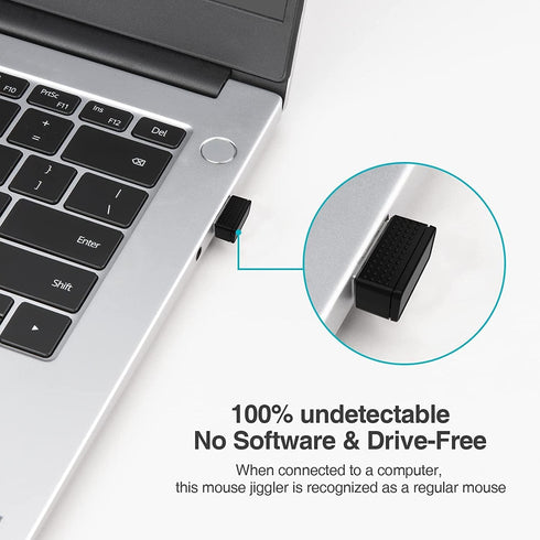 Mouse Jiggler, Undetectable USB Port Device for PC, Wiggler Shaker to Keep PC Awake, Simulate Movement