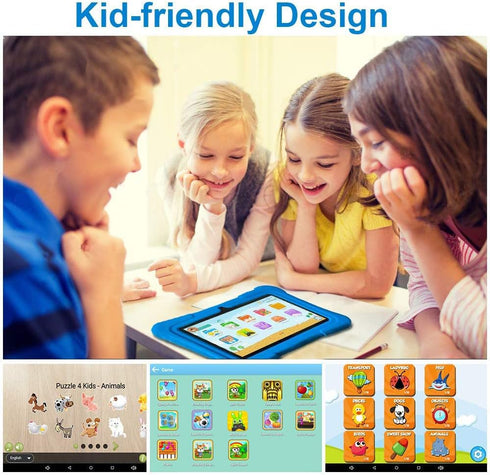 PRITOM 7 inch Kids Tablet, Quad Core Android OS, 32GB, WiFi, Bluetooth, Kids Software Pre-Installed, Dark Blue