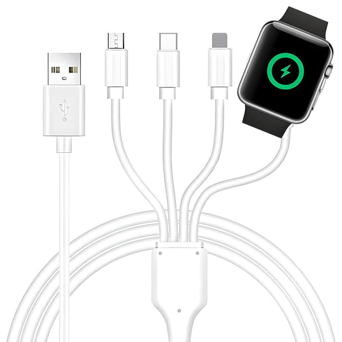 4 in 1 Multi Charging Cable, 3.3ft Fast Magnetic USB Type C for Apple Watch, iPhone, AirPods, Android & More.
