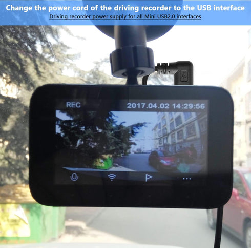 PASOW Mini USB Power Cable, 90 Degree Right Angle (No Data Transfer) for Dash Cam (11.5FT)