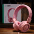 noot products Kids Headphones K11, Foldable Stereo Wired On-Ear Headset, Soft Pink