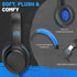 Over Ear Wired Blue Headphones for Boys, Folding Corded Stereo Headphones for Youth, Compatible with Computer PC
