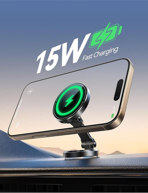 JOYROOM 15W 17/16/15/14/13/12 for MagSafe Car Mount Charger with Rotatable Charging Panel, Fast Charging Metal Magnetic