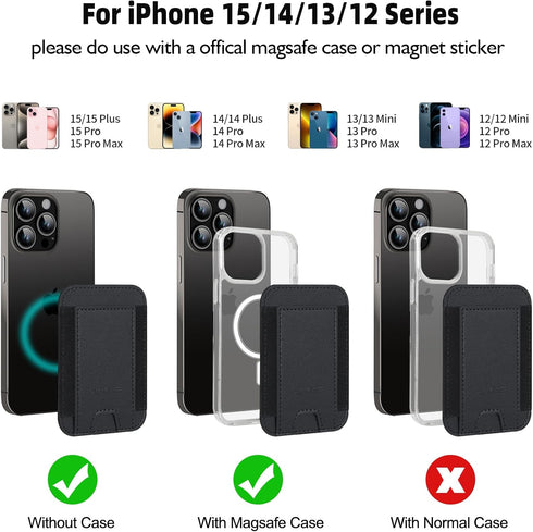 HiWe for MagSafe Wallet, Magnetic Card Wallet Holder for iPhone 15/14/13/12 Series, RFID Blocking, Black