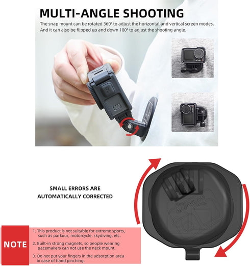 CAPART Quick Release Magnetic Mount Chest for Action Cameras, Compatible with DJI OSMO, Go Pro, Insta360 Models
