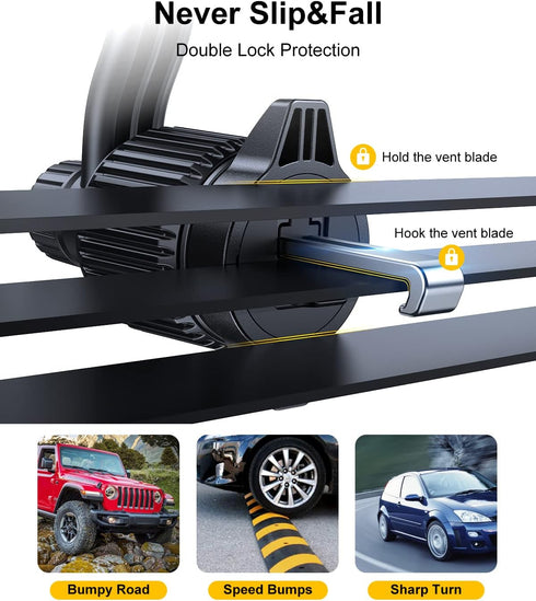 Car Vent Phone Mount, Hands-Free Universal Extension Clip Air Phone Holder for All Phones iPhone Samsung, Never