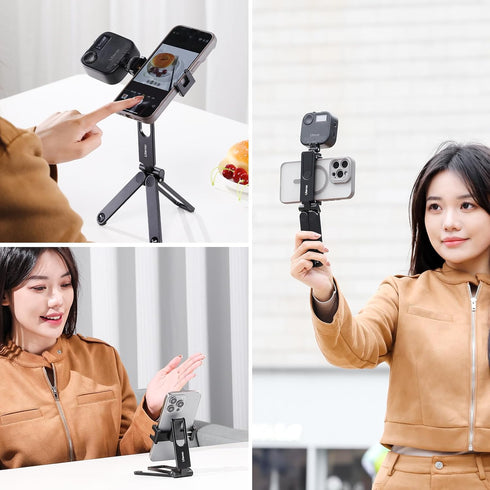 ULANZI MA26 Foldable Phone Tripod - Pocket Vlog Video Tripod Handle, Aluminium Smartphone Desk Stand, Lightweight