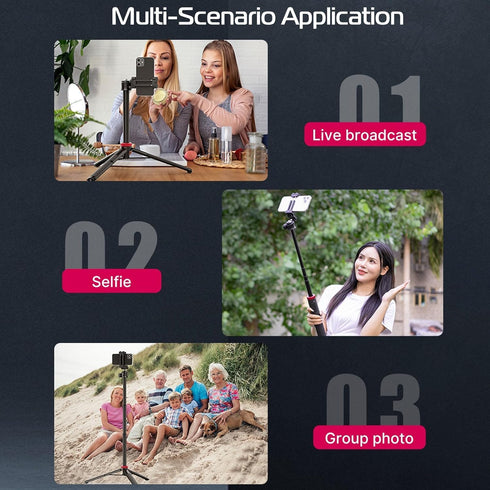 ULANZI MT-44 59" 2 1 360 Extendable Phone Tripod, Selfie Stick Vlog Stand with in Phone Clip, Ball Head Camera Tripod