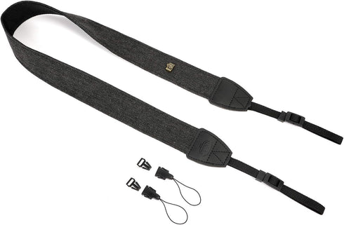 WANBY Black Canvas Camera Strap, Neck Shoulder Strap with Quick Release Buckles for DSLR SLR