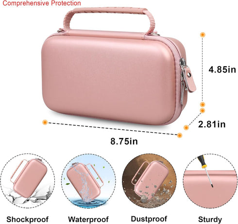 4K Digital Camera Carrying Case for Femivo, VETEK, IWEUKJLO, Travel Compact Storage Cover Bag, Rose Gold