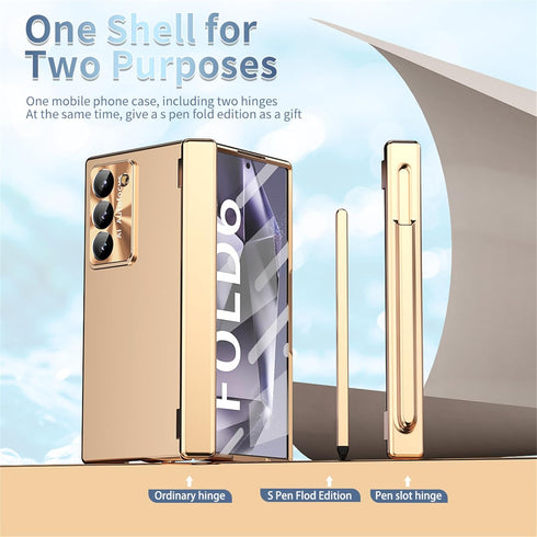 Gadget-Park 6, 4-in-1 6 5G Case for Samsung Galaxy Z Fold Magnetic Hinge Protection Case with Lens Protection, S Pen