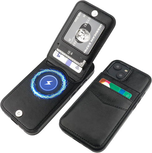 KIHUWEY for iPhone 13 Case Wallet Compatible with MagSafe Wireless Charging, Credit Card