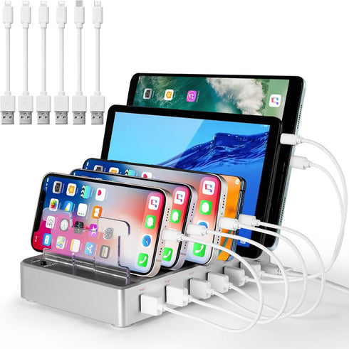 Charging Station, Multi Charging Station for Multiple Devices, 6 Ports USB Multi Phone Fast Charging Station for Cell