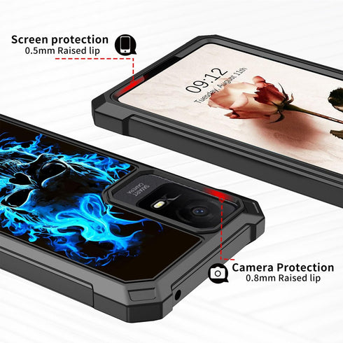 for TCL ION X Case, Heavy Duty Rugged Hard PC & Soft TPU Bumper with Glass Screen Protector for TCL ION X/ION V/40Z -
