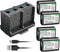 Kastar 4-Pack Battery and Quadruple Charger for Sony NEX-F3, SLT-A33, SLT-A35, SLT-A37, SLT-A55, ZV-E10, Cyber-shot