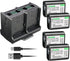 Kastar 4-Pack Battery and Quadruple Charger for Pixii A1571, A2572, Hasselblad Lunar Mirrorless Digital Camera