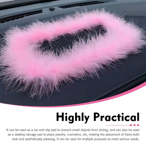 Foelony 5.71" 11.6" Car Dashboard Anti-Slip Pad, Pink Feather Car Magic Dashboard Decor Mat, x Multifunctional Sticky