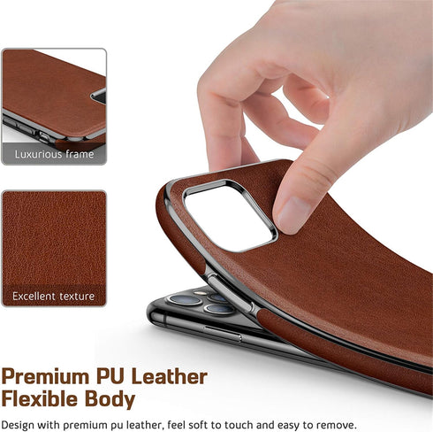 LOHASIC Luxury Leather iPhone 11 Pro Max Case - Slim Designer Soft Leather Cover, Brown