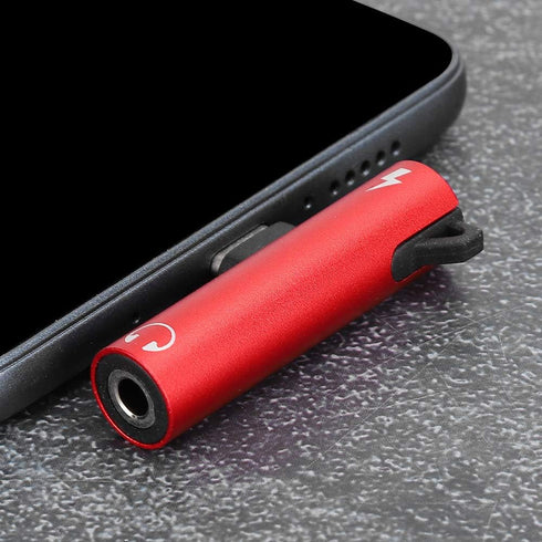 2Pcs USB TypeC to 3.5mm Female Headphone and Charger Adapter, 2 in 1 USB C to Audio Jack Fast Charging Cable for TypeC Mobile Phone (Red)