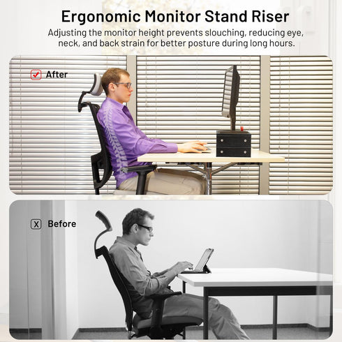 2 Pack, 2 Monitor Stand Riser for Desk Computer Stand Dual Monitor Riser, Monitor Stand Riser MDF Tier Adjustable