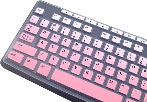 Ultra Thin Desktop PC Silicone Clear Keyboard Cover, Compatible with Logitech MK295 MK275 MK270, Gradient Pink
