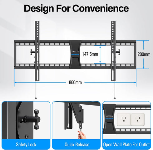 MOUNTUP TV Wall Mount for Most 37-86" TVs, Tilting Bracket with Level Adjustment, Max VESA 800x400mm, 120 LBS