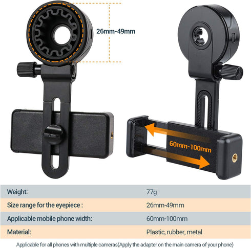 LAKWAR Telescope Phone Adapter - Universal Cell Phone Mount for Binoculars, Monocular, Microscope, Smartphone Holder