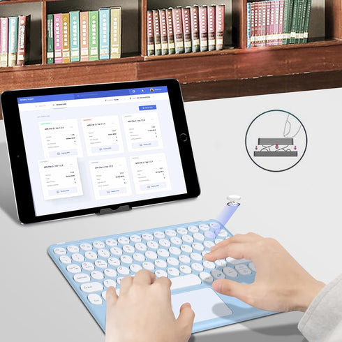 Bluetooth Keyboard,10-inch Wireless Bluetooth Keyboard with Touchpad for iPad Ultra-Slim Small Portable Rechargeable Keyboard with Trackpad for iPad iPhone Tablet Android Phone PC Computer Mac(Blue)