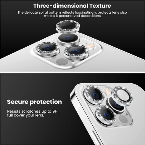 Tensea Camera Lens Protector for iPhone 13 Pro & Pro Max - 9H Tempered Glass, Metal Ring, 2021 Models.