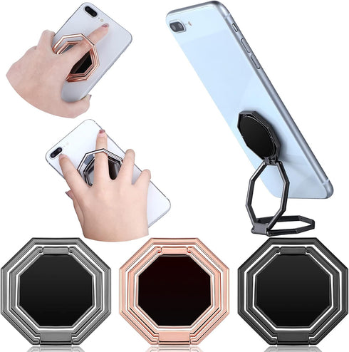 3 Pieces Cellphone Ring Holder, Foldable Finger Kickstand 360° Rotation Adjustable Phone Holder for Desk, Magnetic Car