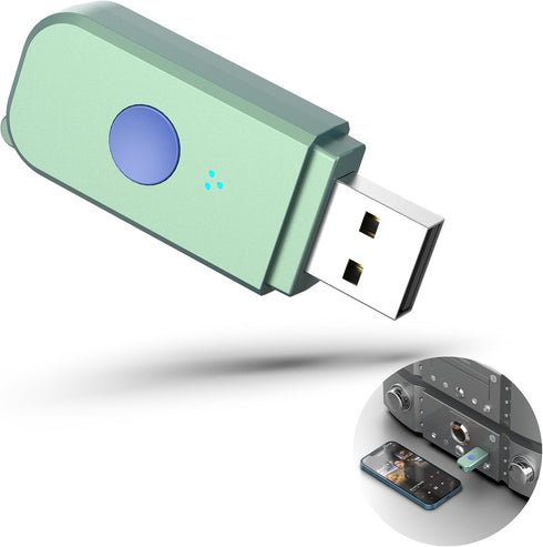 USB Bluetooth Car Kit with Stronger Mics & Noise Cancellation, Plug-and-Play Bluetooth 5.3 Receiver Adapter for Car