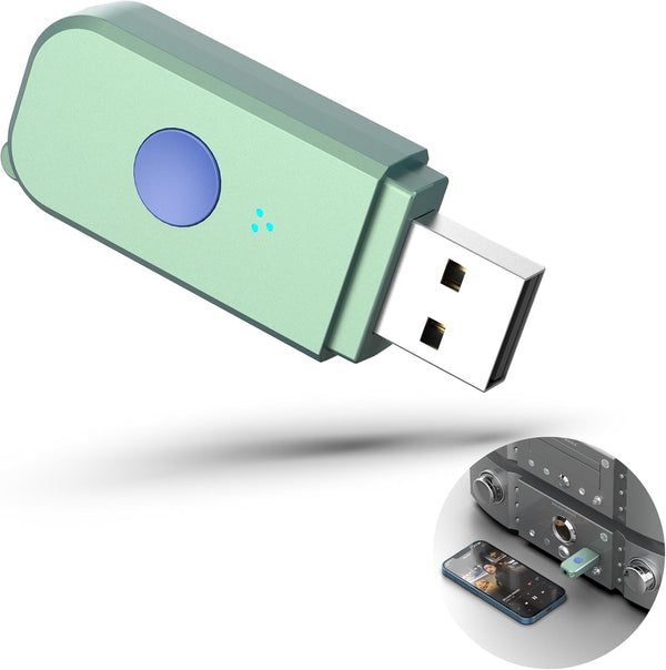 USB Bluetooth Car Kit with Stronger Mics & Noise Cancellation, Plug-and-Play Bluetooth 5.3 Receiver Adapter for Car