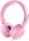 POWMEE M1 Kids Headphones, Foldable Adjustable Stereo Tangle-Free, 3.5MM Jack for Children, Pink