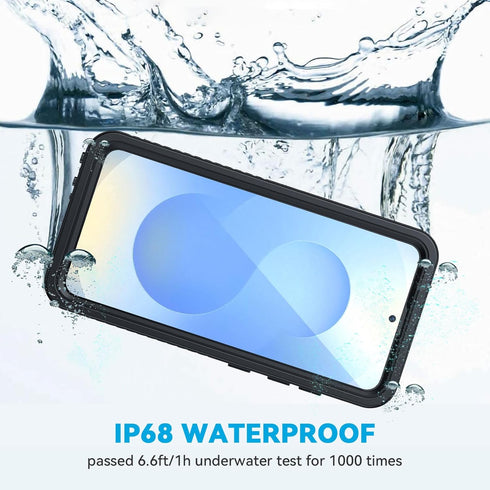 Lanhiem for Samsung Galaxy S25 Phone Case, IP68 Waterproof Dustproof, Rugged Full Body Shockproof Cover, Black