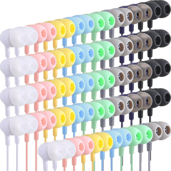 Macarrie 20 Pack Kids Earbuds - Wired 3.5mm In-Ear Headphones for School, Classroom, Gifts (Multicolor)