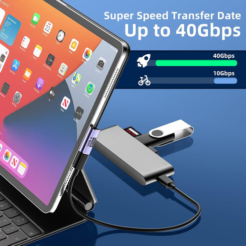 USB C Right Angle Adapter (4 Pack), 90 Degree Adapter with 8K 60Hz Video 40 Gbps Data Transfer for Thunderbolt 3/4