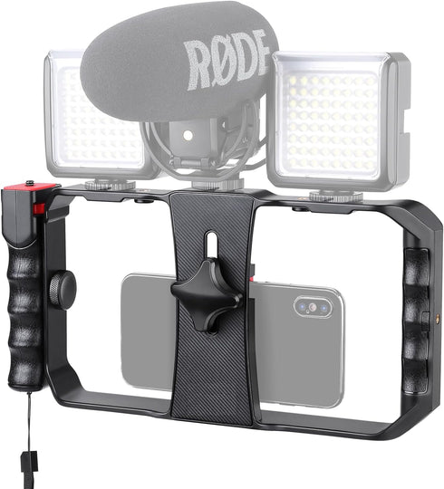 Neotter Smartphone Video Rig, Filmmaking Vlogging Cage, Phone Stabilizer Tripod Mount with Wireless