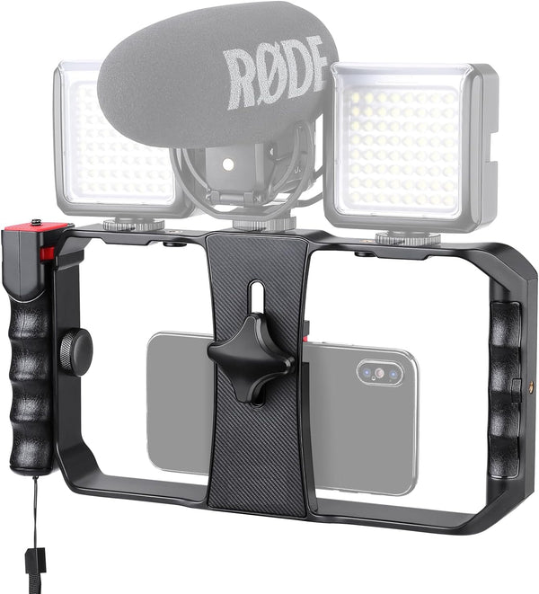 Neotter Smartphone Video Rig, Filmmaking Vlogging Cage, Phone Stabilizer Tripod Mount with Wireless