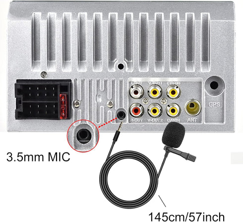 NHOPEEW 3.5mm Car Microphone - Universal Portable 5ft Lavalier Clip Mic for Vehicle Head Unit Bluetooth Radio