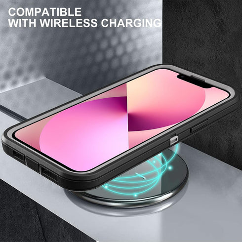 iPhone 13 Mini Case, Military Grade 3 in 1 Heavy Duty Shockproof/Dust Proof with 2Pcs Tempered Glass Protector