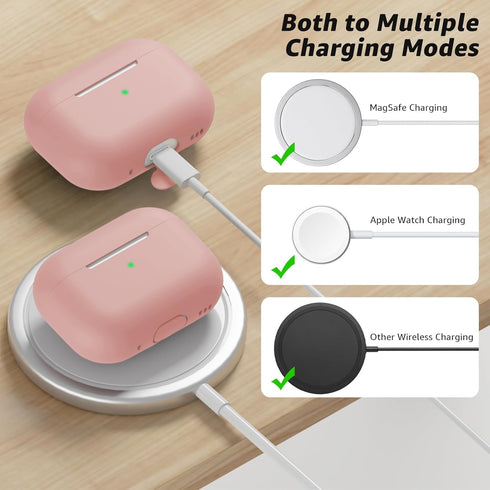 Compatible with AirPods Pro 2 Case, Soft Silicone Skin Cover with Cleaner Kit and Lanyard, Front LED Visible (Light