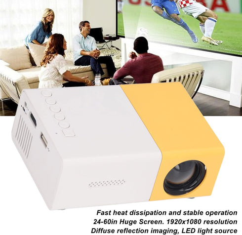 Mini Portable Projector, Digital Movie Projector, 24-60in Large Screen, 1920x1080 Resolution, Smart Video Projector for