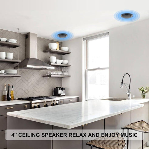 Herdio 4 Inches Waterproof Marine Ceiling Speakers - 160 Watts Power, Low Profile Design, 1 Pair (Black)