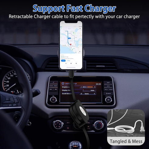 USB Type C Cable Fast Charging 3.3FT Retractable Charger for Samsung Galaxy A25/A35/A54/A14/A15/S24 Ultra/iPhone 15