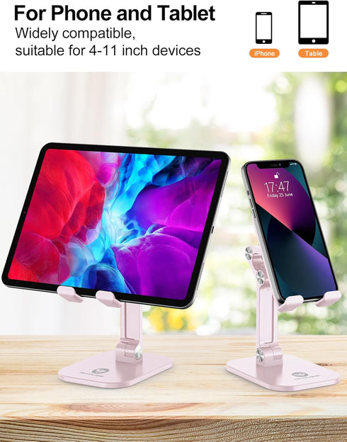 OCYCLONE Cell Phone Stand, Angle Height Adjustable Holder for Desk, Compatible with iPhone 15/14/13/11/12/iPad/Kindle