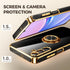 Samsung Galaxy A15 5G Case with 2 Pack Screen Protector, 360° Rotatable Ring Holder, Luxury Hearts Pattern, Plating