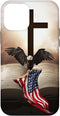iPhone 12 mini Case - Pretty Christian Cross Bible with Bald Eagle Grip American Flag