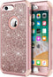 Hython Heavy Duty Full-Body Defender Case for iPhone 7 & 8, Rose Gold, Shockproof Hybrid Glitter Hard Shell Cover.