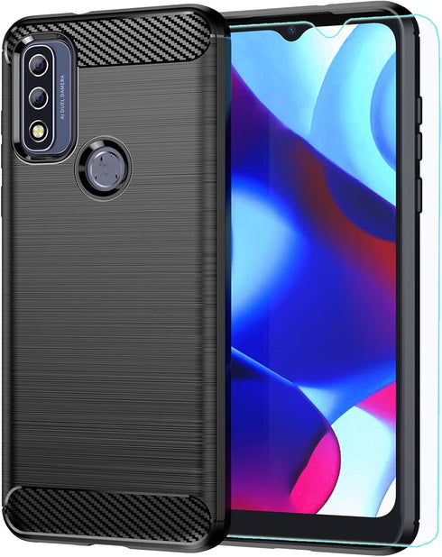 Protective Case for Motorola Moto G Pure, Fashion Non-Slip TPU Bumper with HD Screen Protector, Black