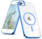 Magnetic iPhone SE 3rd/2nd Gen Case, Blue, Soft TPU Clear Anti-Yellowing Anti-Scratch Slim Fit Shockproof Transparent